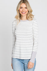 Lavender Striped Long Sleeve Top