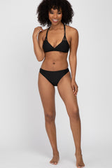 Black Strappy Two-Piece Bikini Set