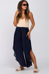 Navy Overlap Maternity Cover Up Pants