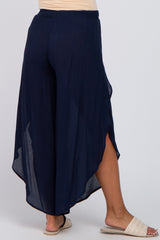 Navy Overlap Maternity Cover Up Pants