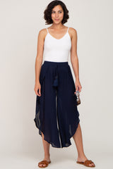 Navy Overlap Maternity Cover Up Pants