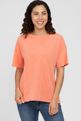 Coral Oversized Short Sleeve Maternity Top