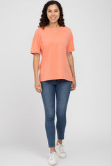 Coral Oversized Short Sleeve Top