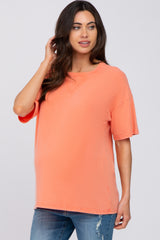 Coral Oversized Short Sleeve Maternity Top