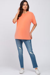 Coral Oversized Short Sleeve Maternity Top