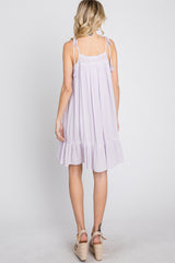 Lavender Lace Accent Tassel Tie Dress