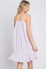 Lavender Lace Accent Tassel Tie Dress