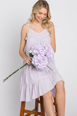 Lavender Lace Accent Tassel Tie Dress