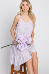 Lavender Lace Accent Tassel Tie Dress