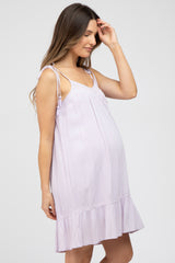 Lavender Lace Accent Tassel Tie Maternity Dress