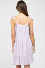 Lavender Lace Accent Tassel Tie Maternity Dress