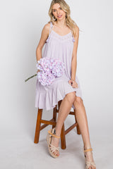 Lavender Lace Accent Tassel Tie Maternity Dress