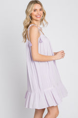 Lavender Lace Accent Tassel Tie Dress