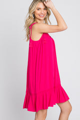 Fuchsia Lace Accent Tassel Tie Dress