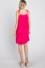 Fuchsia Lace Accent Tassel Tie Dress