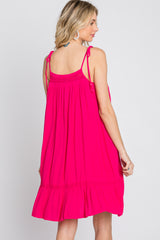 Fuchsia Lace Accent Tassel Tie Dress