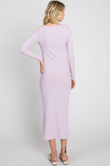 Lavender Ribbed Long Sleeve Maxi Dress