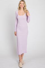 Lavender Ribbed Long Sleeve Maxi Dress