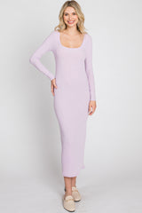 Lavender Ribbed Long Sleeve Maxi Dress