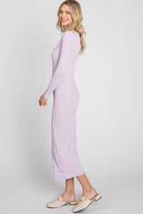 Lavender Ribbed Long Sleeve Maxi Dress