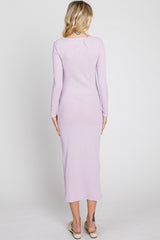 Lavender Ribbed Long Sleeve Maxi Dress