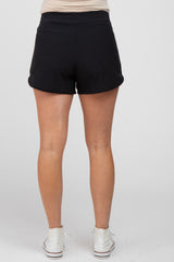 Black Rounded Hem Maternity Active Shorts