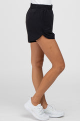 Black Rounded Hem Active Shorts