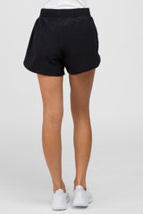 Black Rounded Hem Active Shorts