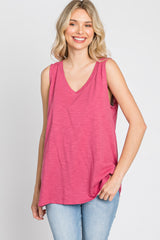 Magenta Criss Cross Cut Out Back Maternity Tank Top