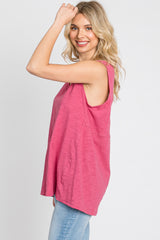 Magenta Criss Cross Cut Out Back Tank Top