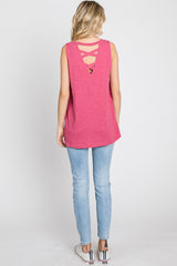 Magenta Criss Cross Cut Out Back Tank Top