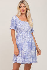 Lavender Floral Short Sleeve Maternity Dress