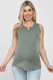 Olive Ribbed Maternity Tank Top