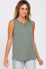 Olive Ribbed Tank Top