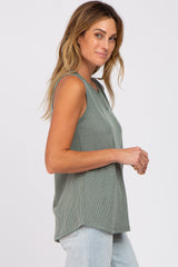 Olive Ribbed Tank Top