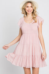 Light Pink Smocked Top Tiered Skirt Dress