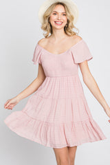 Light Pink Smocked Top Tiered Skirt Dress