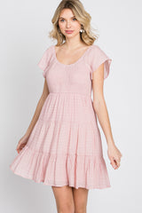 Light Pink Smocked Top Tiered Skirt Dress