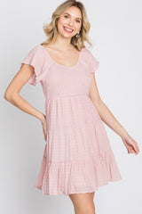 Light Pink Smocked Top Tiered Skirt Dress