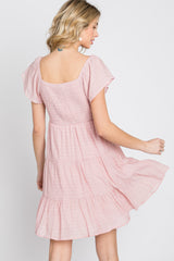 Light Pink Smocked Top Tiered Skirt Dress