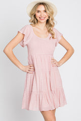 Light Pink Smocked Top Tiered Skirt Dress