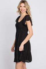 Black Smocked Top Tiered Skirt Dress