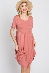 Rust Babydoll Round Hem Dress