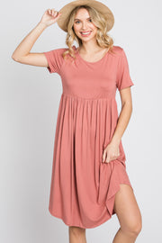 Rust Babydoll Round Hem Dress