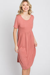 Rust Babydoll Round Hem Dress