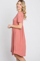 Rust Babydoll Round Hem Dress