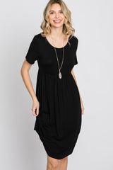 Black Babydoll Round Hem Dress