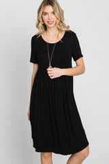 Black Babydoll Round Hem Dress