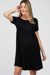 Black Babydoll Round Hem Maternity Dress