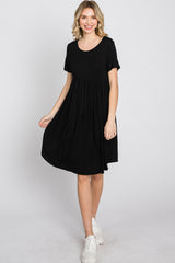 Black Babydoll Round Hem Dress